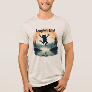 Motivational Frog Leap Into Life Sunrise Nature Qu Tri-Blend Shirt