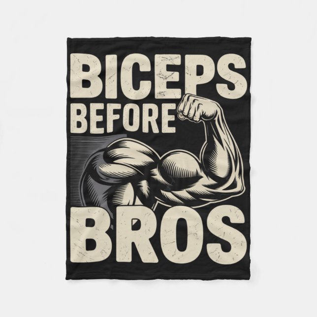 Motivational Funny Gym Humour Biceps Gains Biceps  Fleece Blanket (Front)