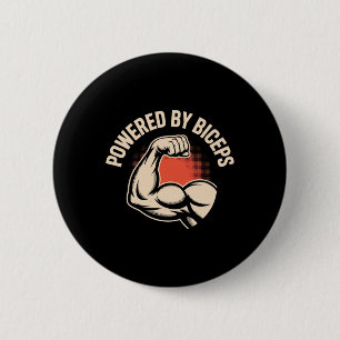 Motivational Funny Gym Humour Biceps Gains Powered 6 Cm Round Badge