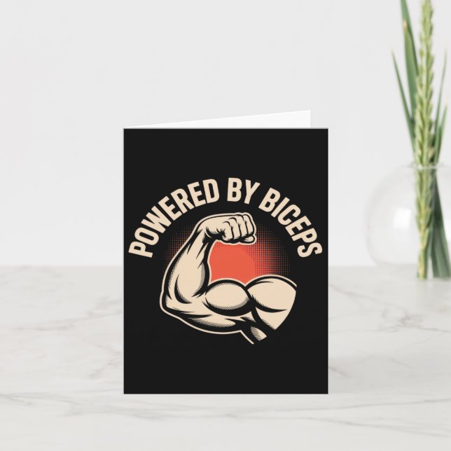 Motivational Funny Gym Humour Biceps Gains Powered Card (Front)