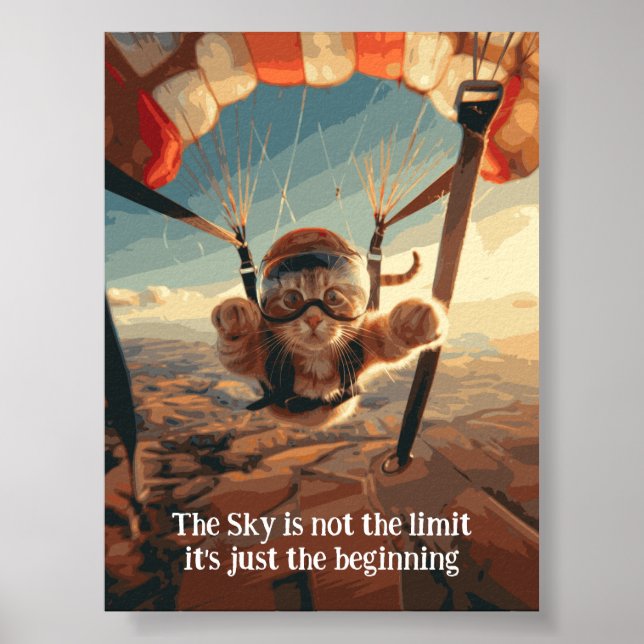 Motivational Funny Inspirational Cat Poster (Front)