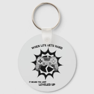Motivational Gamer Level Up Quote Key Ring