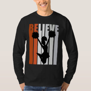 Motivational Girls Cheerleading Womens Believe Ora T-Shirt