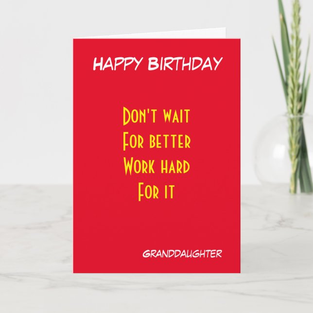 motivational granddaughter birthday card (Front)