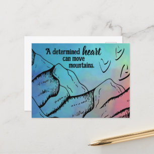 Motivational Heart Can Move Mountains Colour Ombre Postcard