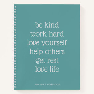 Motivational Inspirational Teal Journal Notebook