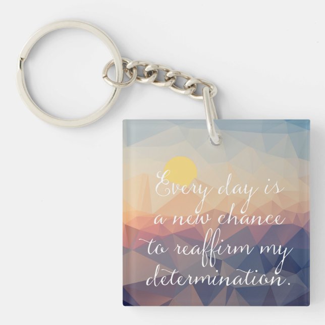 Motivational Key Ring, geometric landscape text Ring (Front)