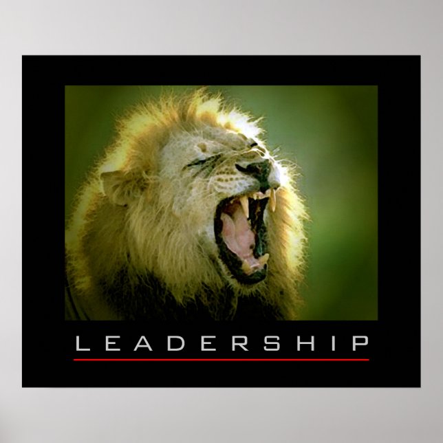 Motivational Leadership Courage Lion Poster Print (Front)