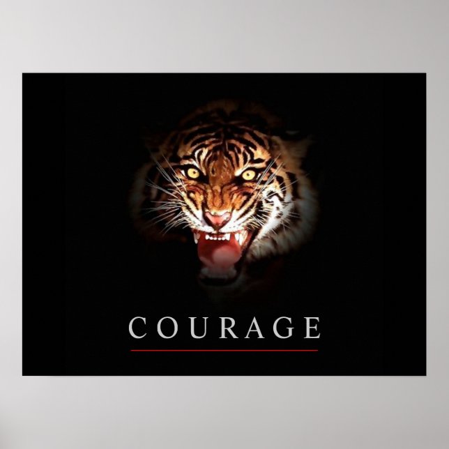Motivational Leadership Courage Tiger Poster Print (Front)