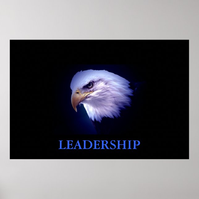 Motivational Leadership Eagle Blue Tones Poster (Front)