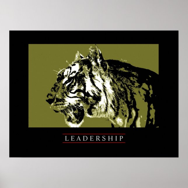 Motivational Leadership Tiger Face Poster Print (Front)