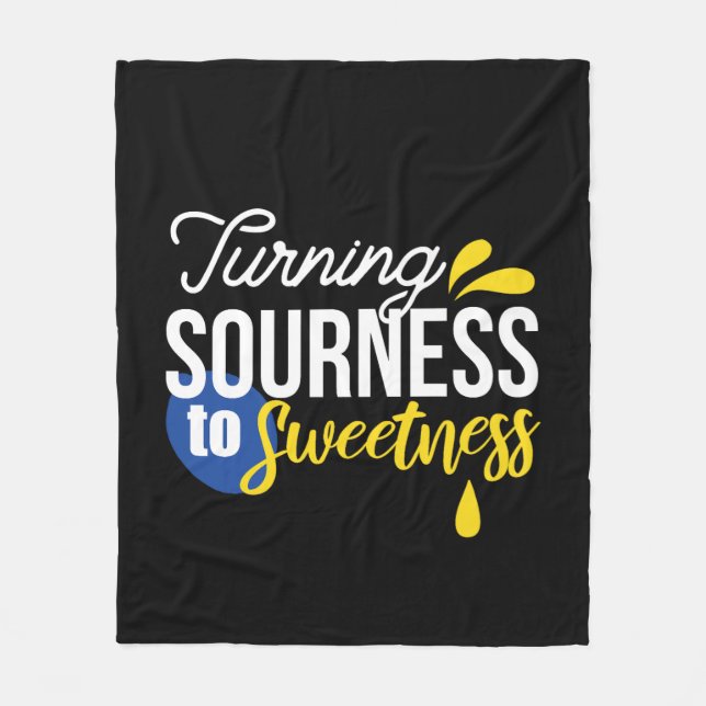 Motivational Lemon Quote From Sour to Sweet Fleece Blanket (Front)