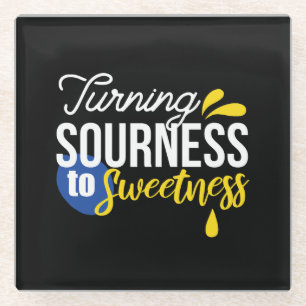 Motivational Lemon Quote From Sour to Sweet Glass Coaster