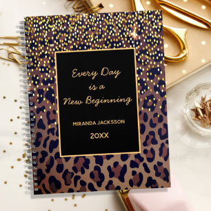 Motivational leopard pattern brown black 2026 planner