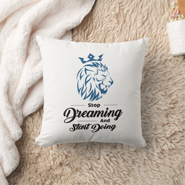 Motivational Lion Quote Pillow  (Blanket)