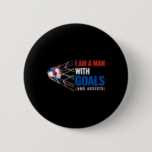 Motivational Mens Patriotic I Am A Man With Goals 6 Cm Round Badge