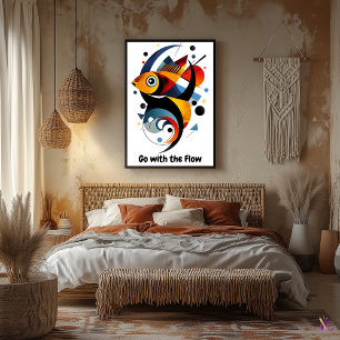 Motivational Minimalist Abstract Geometric Fish Poster