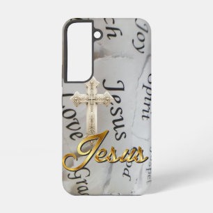Motivational Monochrome Bible Beige Cross Jesus Samsung Galaxy Case