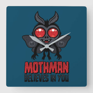 Motivational Mothman Believes In You Square Wall Clock
