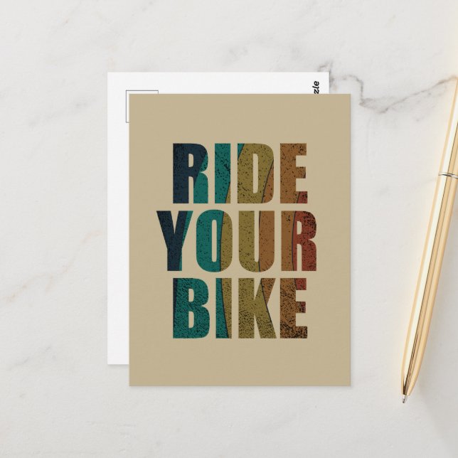 Motivational Mountain Biking Quote - Funny Cycling Postcard (Front/Back In Situ)