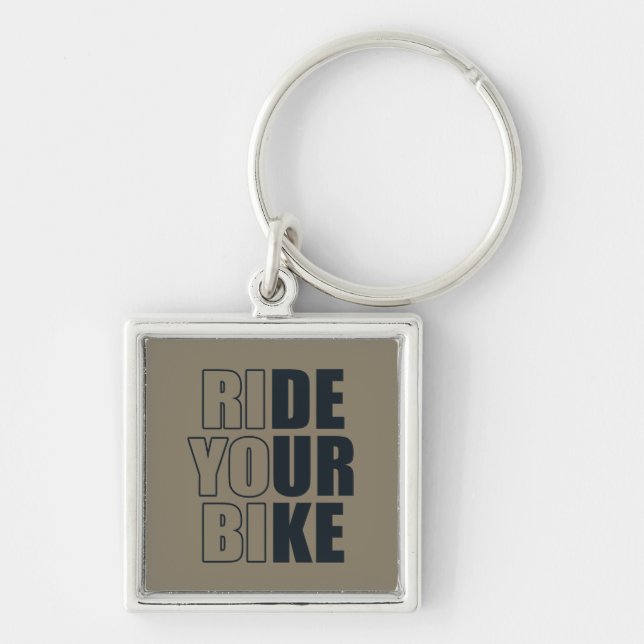 motivational mountain biking quote key ring (Front)