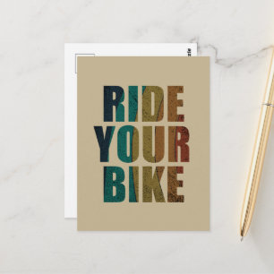 motivational mountain biking quote postcard