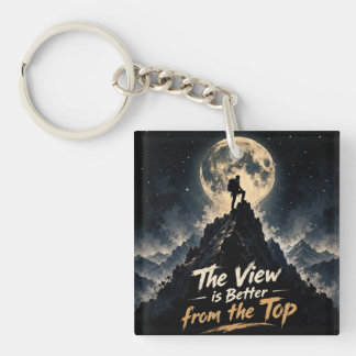 Motivational Mountain Climbing Moon T-Shirt Key Ring