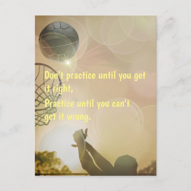 Motivational Netball Picture With Quote Postcard (Front)