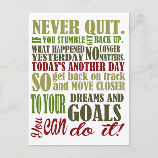 Motivational: Never Quit Postcard