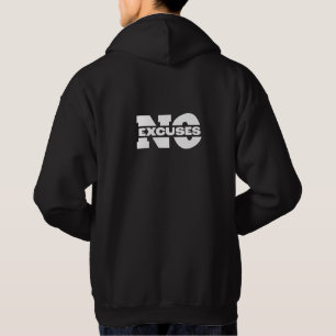 Motivational 'No Excuses' Black Hoodie for Men