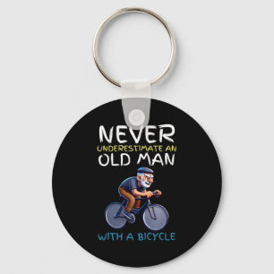Motivational Old Man Bicycle Quote - Funny Cycling Key Ring