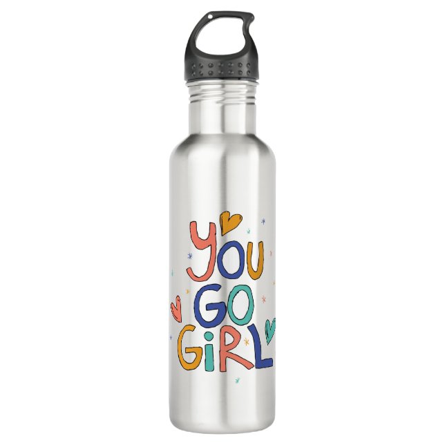 Motivational One Cool Girl You Go Girl Clipart Gir 710 Ml Water Bottle (Front)