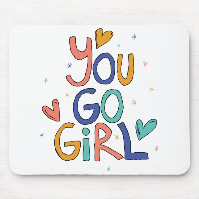 Motivational One Cool Girl You Go Girl Clipart Gir Mouse Pad (Front)