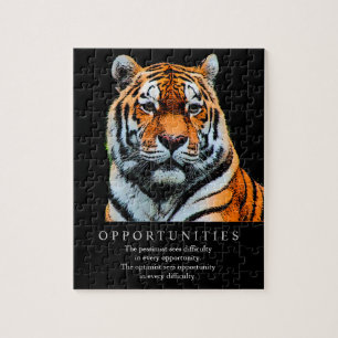Motivational Opportunities Saying Quote Tiger Jigsaw Puzzle