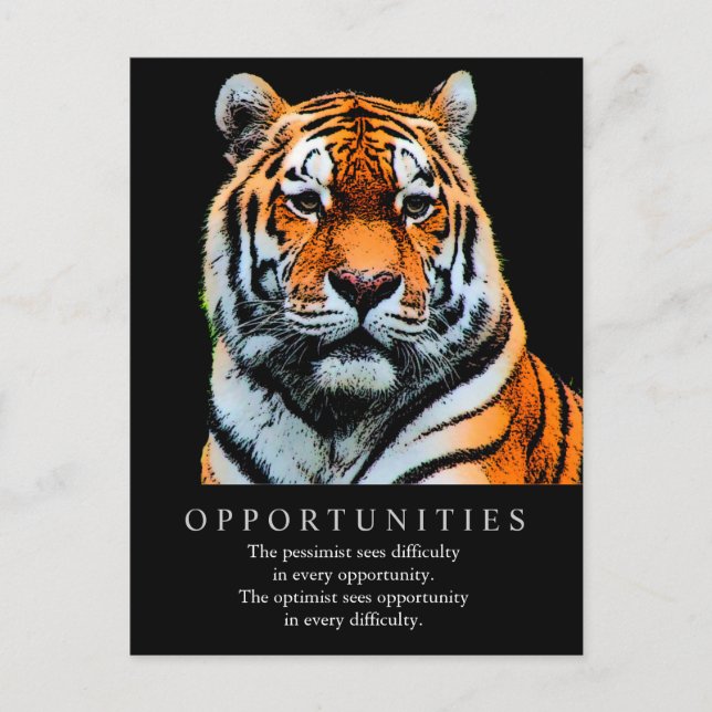 Motivational Opportunities Saying Quote Tiger Postcard (Front)