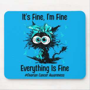 Motivational Ovarian Cancer Awareness Cat Kitty Mouse Pad
