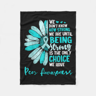 Motivational Pcos Awareness Sunflower Ribbon Teal Fleece Blanket