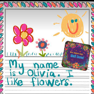 Motivational Personalised Heart Floral Teacher  Square Sticker