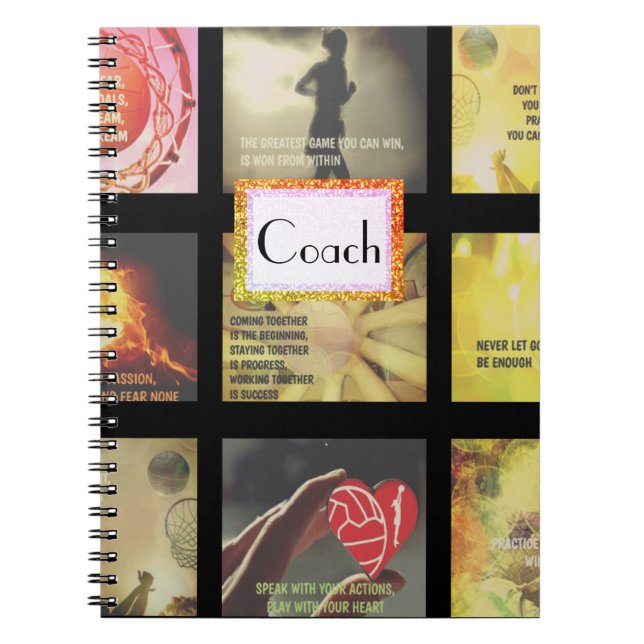 Motivational Pictures and Slogans Netball Theme Spiral Notebook (Front)