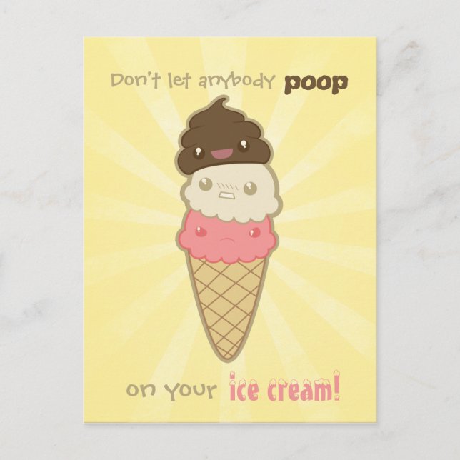 Motivational Poop on Ice Cream Postcard (Front)