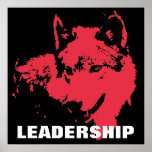 Motivational Pop Art Leadership Wolf Black Red Poster<br><div class="desc">Digital Artwork - Howling Wolf Computer Animal Art - College Pop Art - Wild Big Animals Computer Images</div>