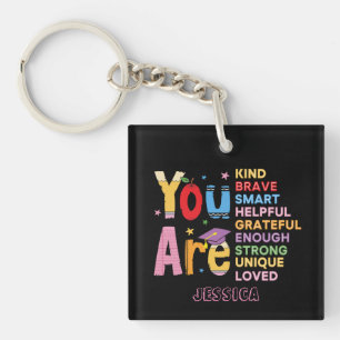 Motivational positive affirmations Typography  Key Ring