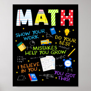 Motivational Positive Math Teacher Back To School Poster