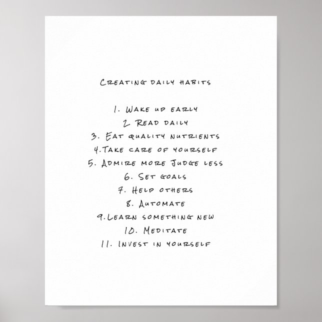 Motivational Poster with helpful daily reminders. (Front)