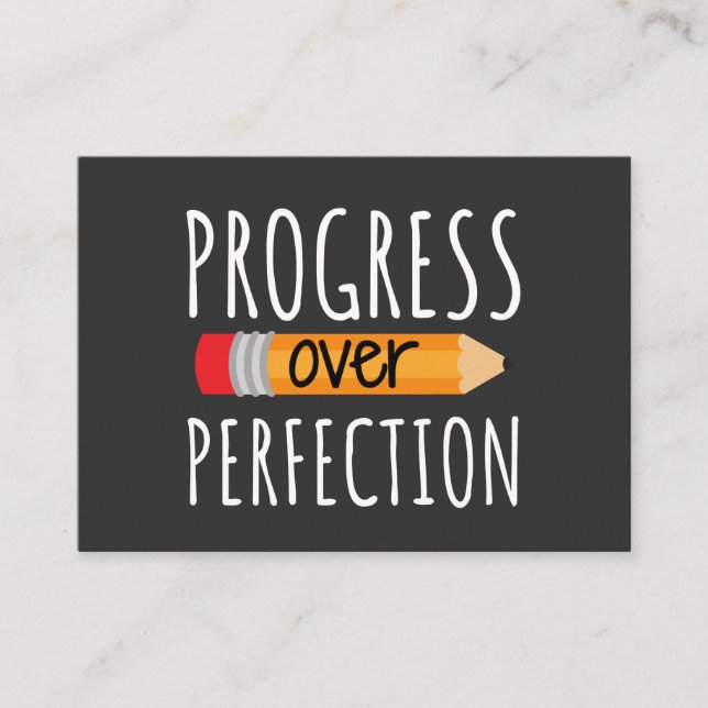 Motivational Progress Over Perfection Business Card (Front)