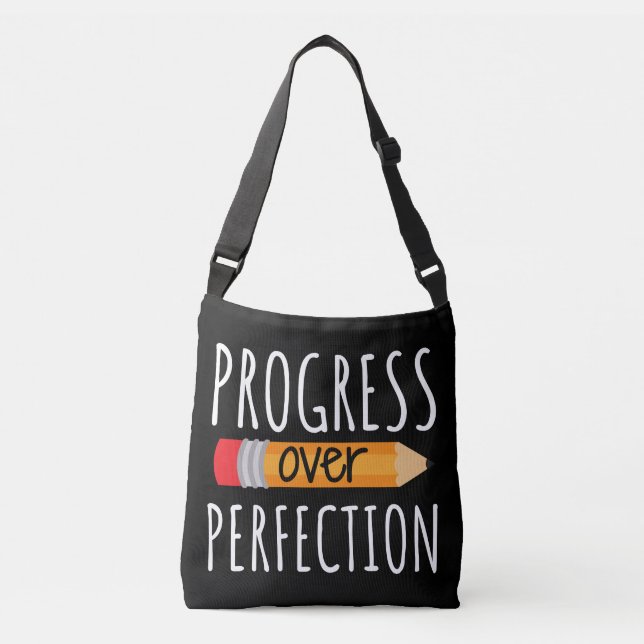 Motivational Progress Over Perfection Crossbody Bag (Front)
