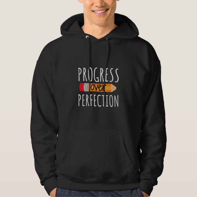 Motivational Progress Over Perfection Hoodie (Front)
