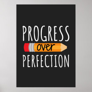 Motivational Progress Over Perfection Poster