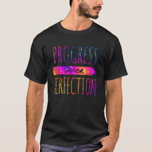 Motivational Progress Over Perfection Tie Dye Back T-Shirt