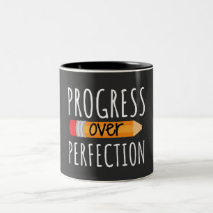 Motivational Progress Over Perfection Two-Tone Coffee Mug